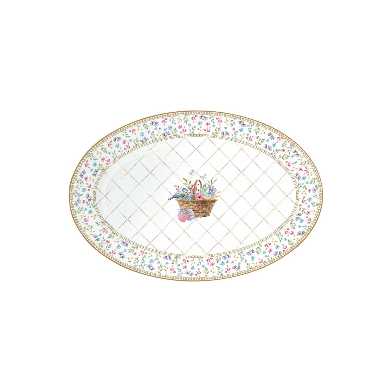 Vassoio ovale 35x23,5 cm in porcellana in color box - Spring Bloom - Easy Life