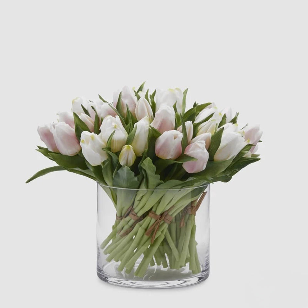 Bouquet 5 Tulipani Olis Ass. H 28 Cm White Pink 1 Pz - EDG