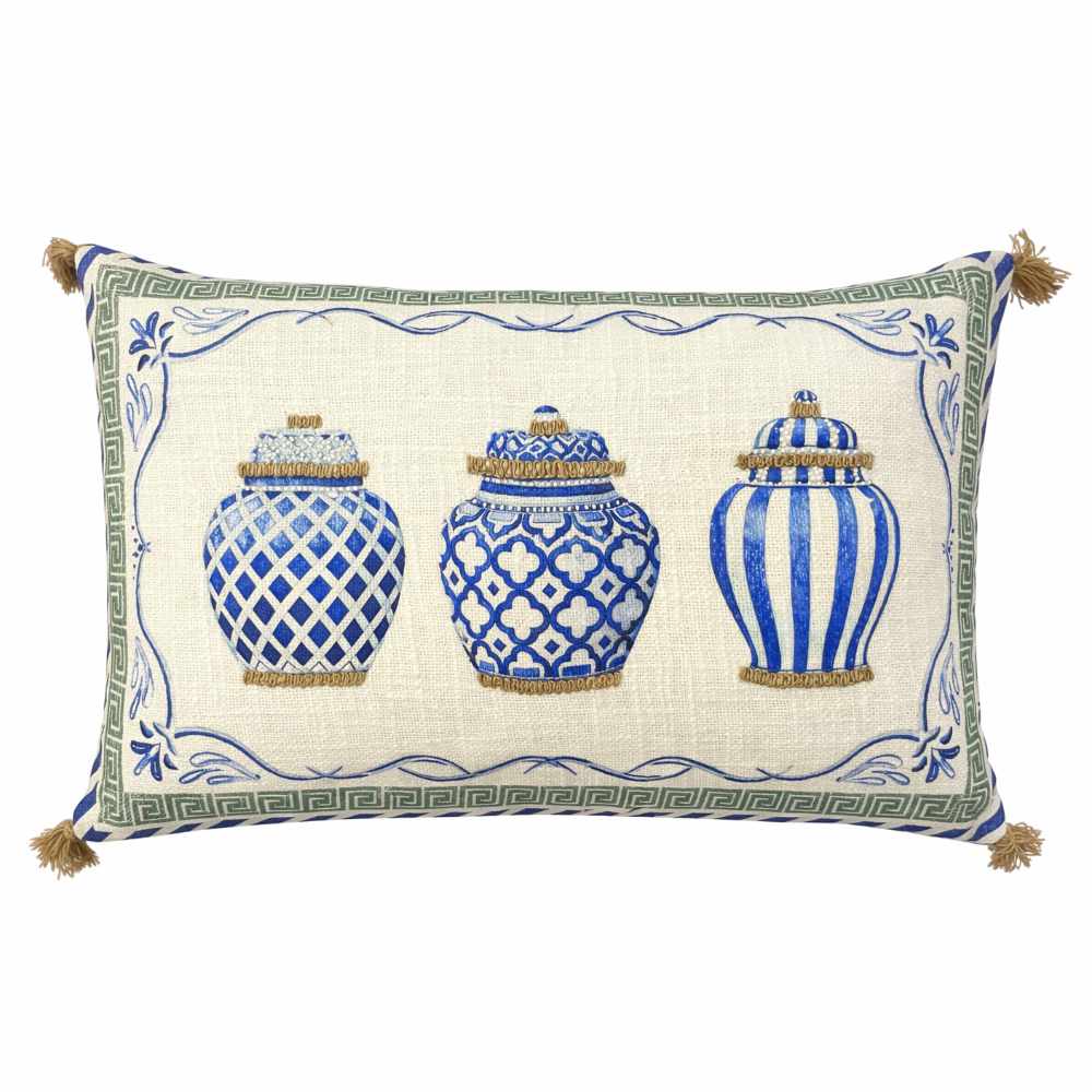 Cuscino rettangolare 3 vasi 50×35 cm - Santorini - Clodette