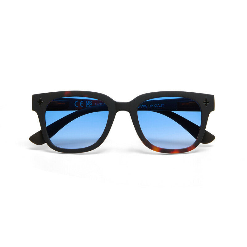 Occhiali da sole modello Giovanni neri e Havana con lenti blu sfumate - Più Forty