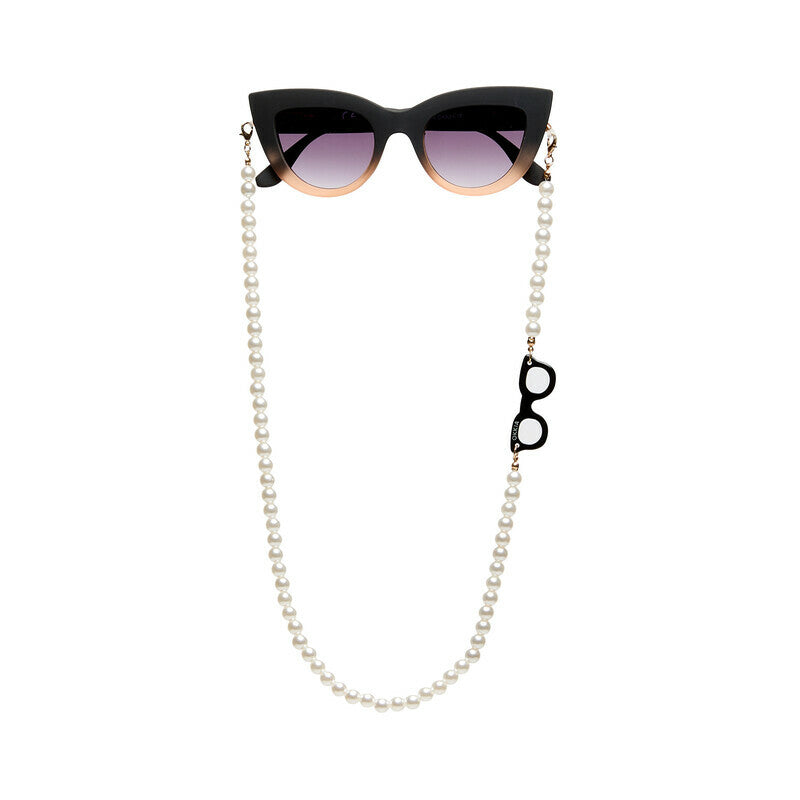Collana bijoux per occhiali con palline in plastica White Pearl - Più Forty