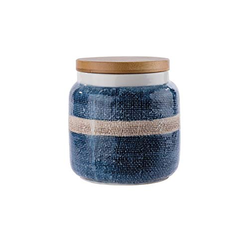 Barattolo Piccolo in Ceramica di Colore Blu con Tappo Color Legno L'oca Nera