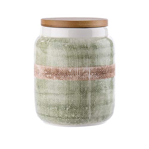 Barattolo Grande in Ceramica di Colore Verde con Tappo ermetico Color Legno L'oca Nera