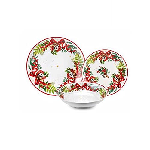 Servizio Tavola 18 Pz in Finissima Porcellana Fade Xmas Carol,