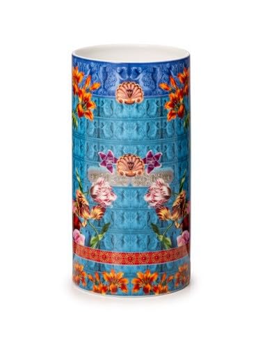 vaso in porcellana foulard blu cm 22,5 h. cod. 37702 Lamart