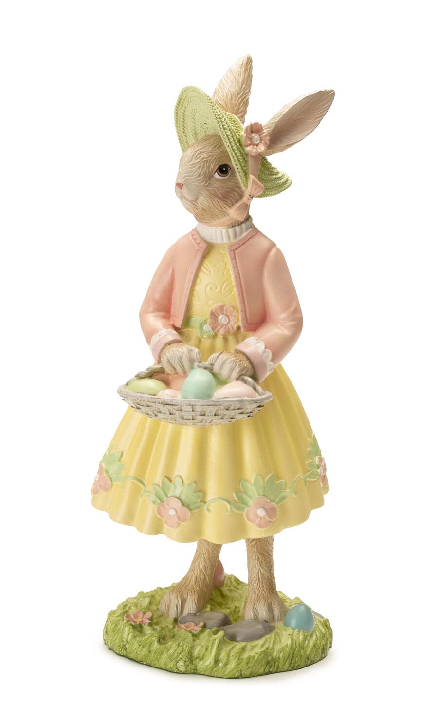 Pasqua Coniglio Rosa con Cestino Decorativo 40 CM in poliresina cod. 37696 Palais Royal