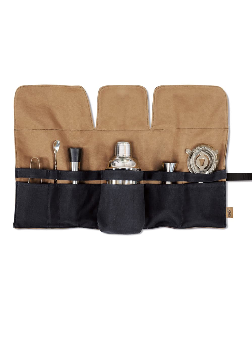 Set cocktail professionale 9 pz in acciaio inox, in astuccio in tela con cintura in ecopelle WD Lifestyle