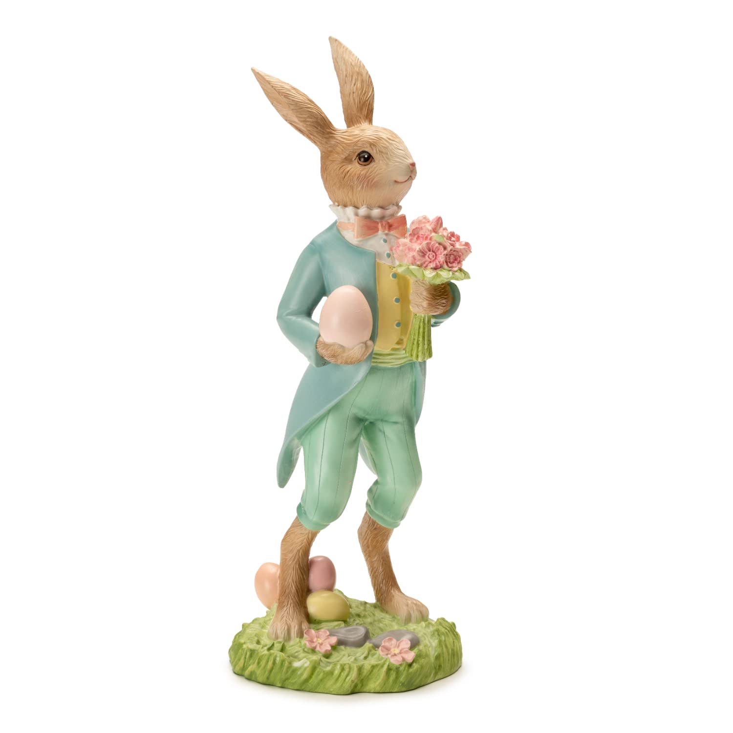 Pasqua Coniglio con Fiori Decorativo 41 cm in poliresina cod.37695 Palais Royal