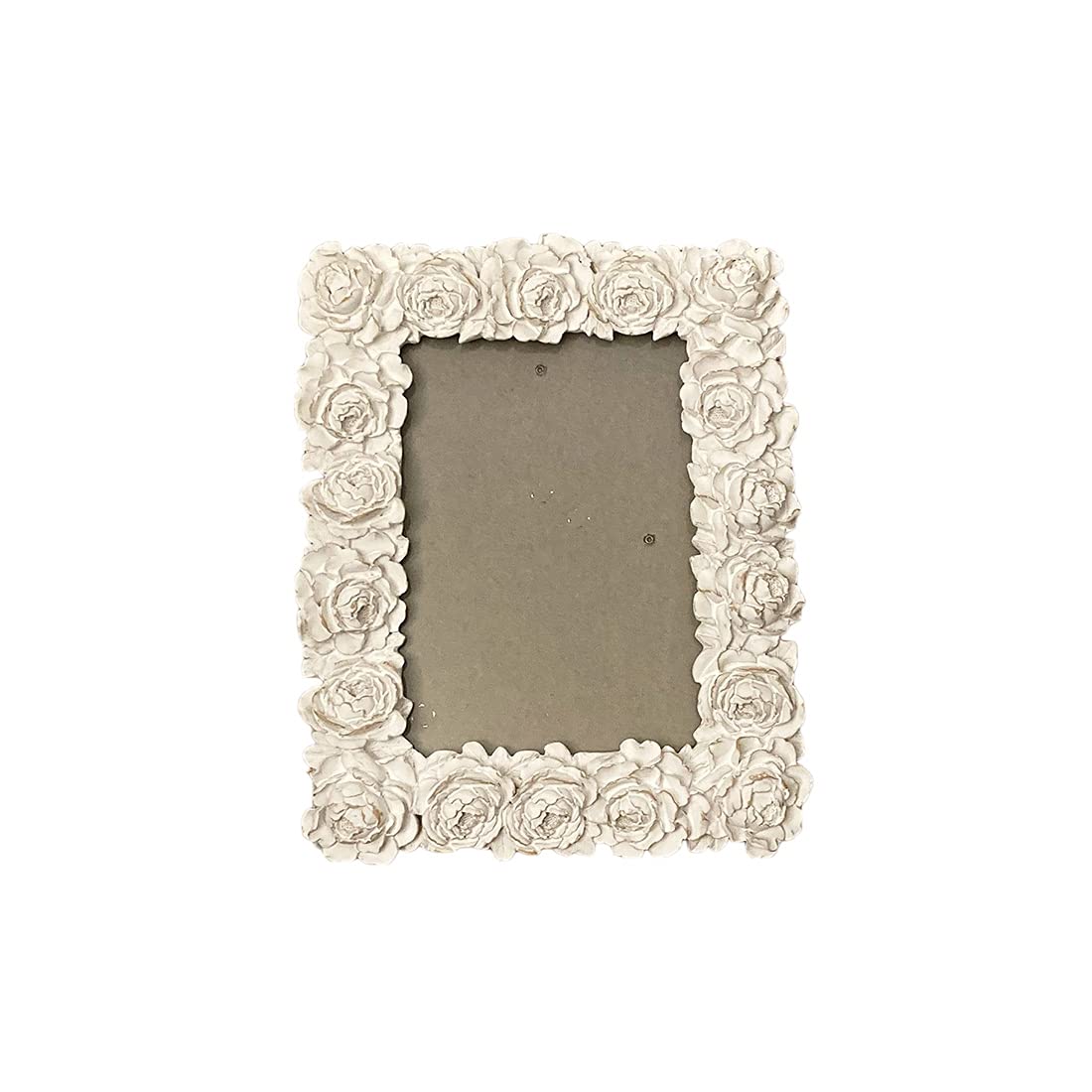 Cornice Porta Foto con Fiori PEONIE Resina Bianco 13x18 cm Coccole di Casa