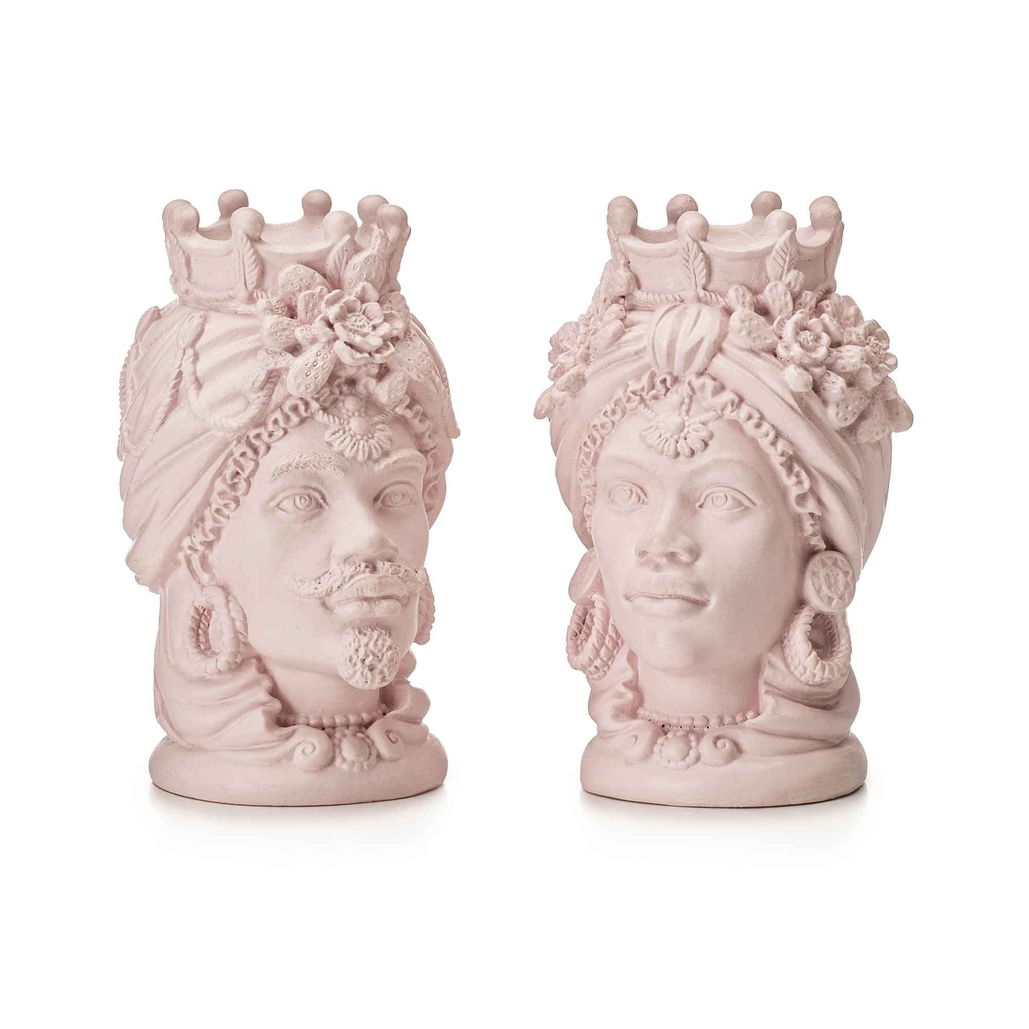 Set 2 Pezzi Coppia Testa di Moro Uomo e Donna 11cm Rosa Palais Royal