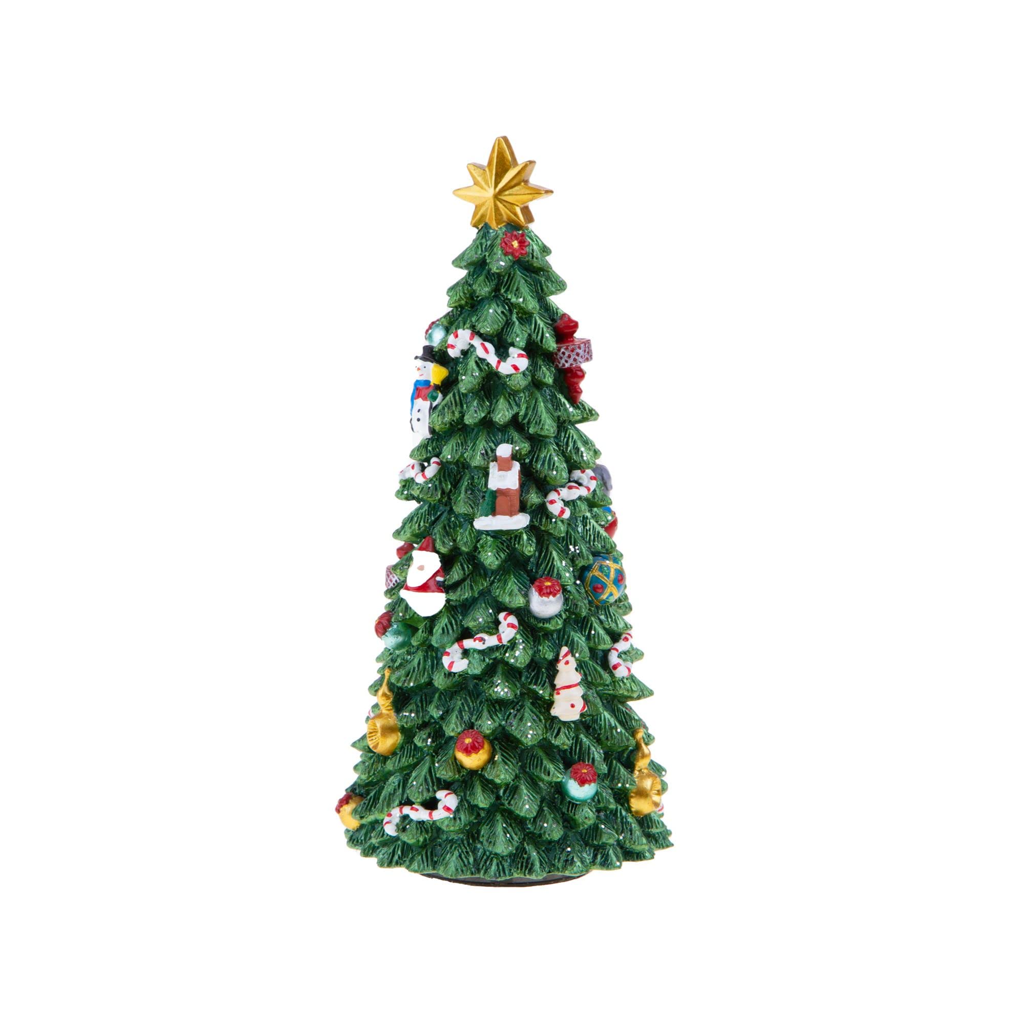 Albero di Natale c/Musica Carillon Decorazione Natalizia 21 cm Resina Bianchi Dino