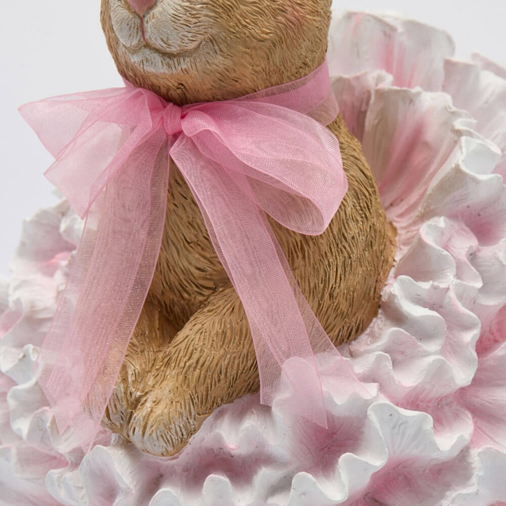 Decoro Coniglietta con tutu floreale in poliresina H.32cm - EDG