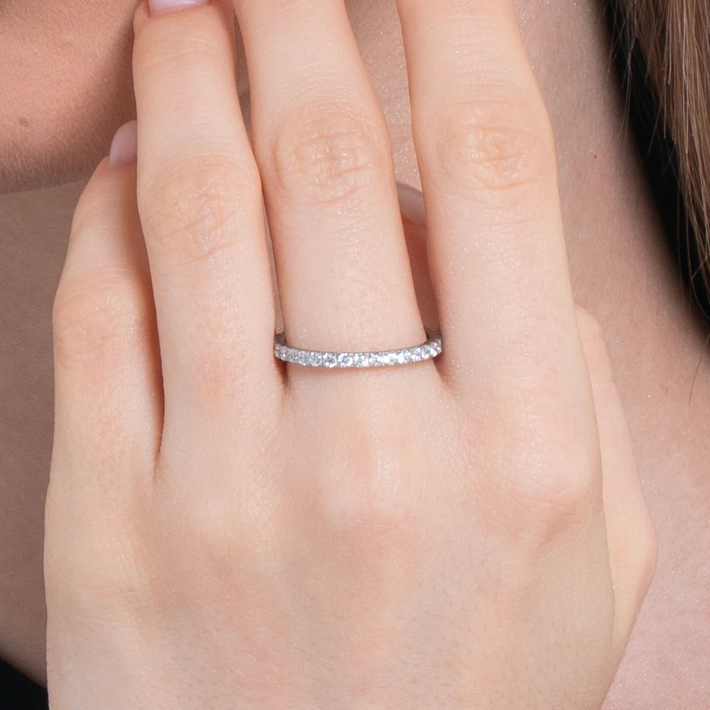 Anello veretta donna in acciaio con cristalli bianchi Misura 20 - Luca Barra