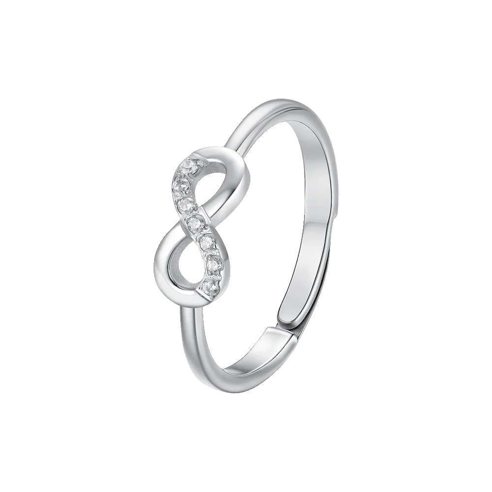 Anello donna in acciaio con infinito e zirconi bianchi taglia M - Luca Barra