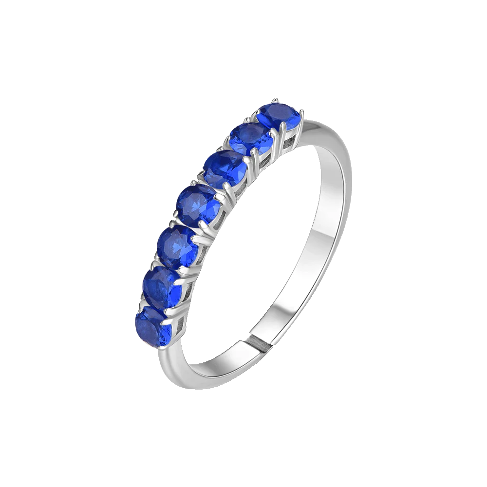 Anello donna in acciaio con zirconi blu misura M - Luca Barra