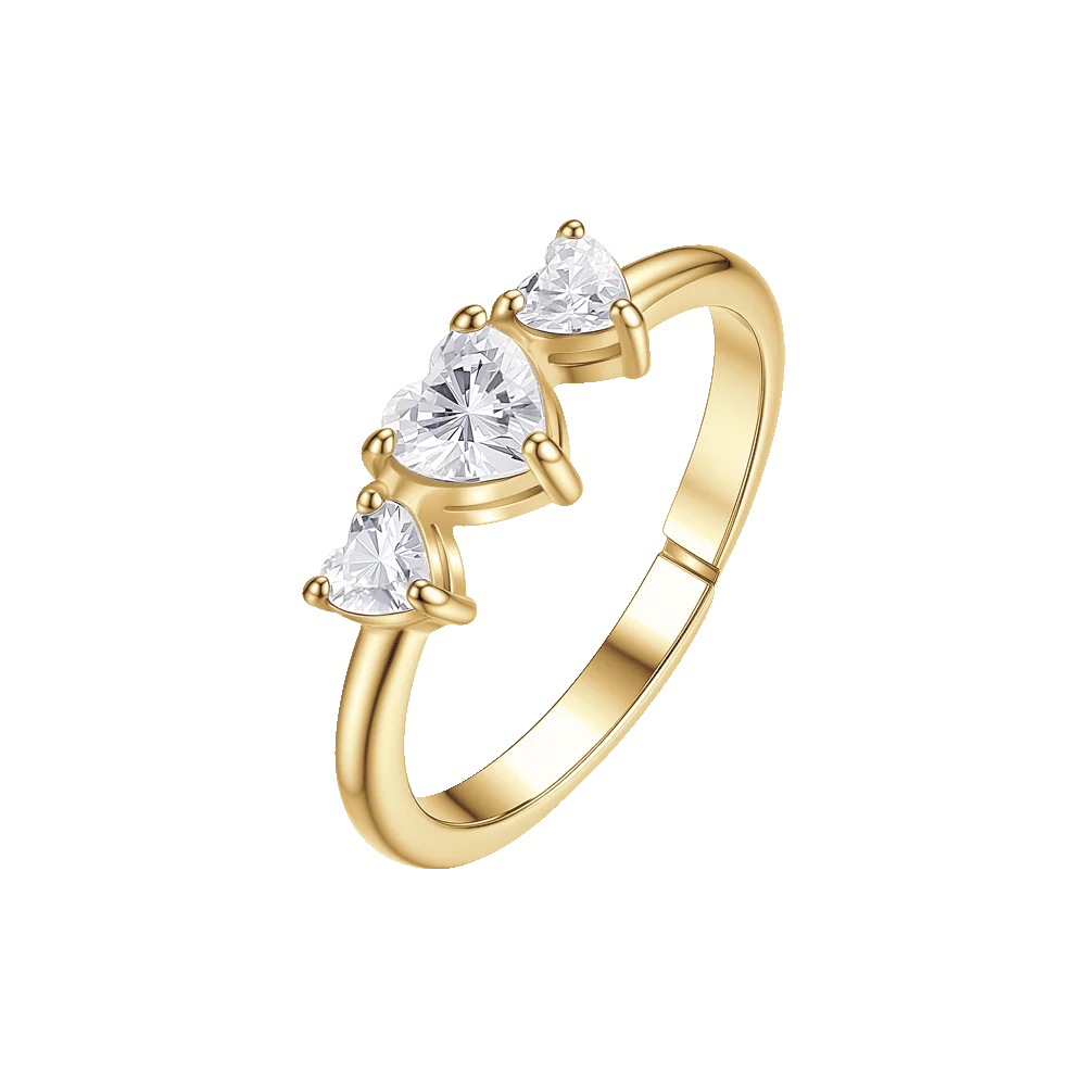 Anello donna in acciaio colore oro con cuori con zirconi bianchi Misura regolabile Misura S - Luca Barra