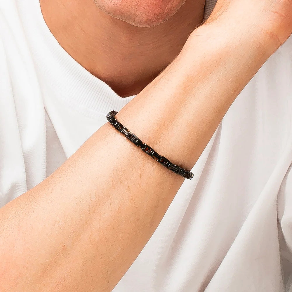 Bracciale uomo in acciaio IP Nero - Luca Barra