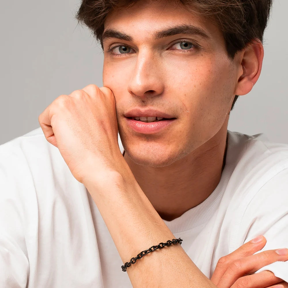 Bracciale uomo in acciaio IP Nero - Luca Barra