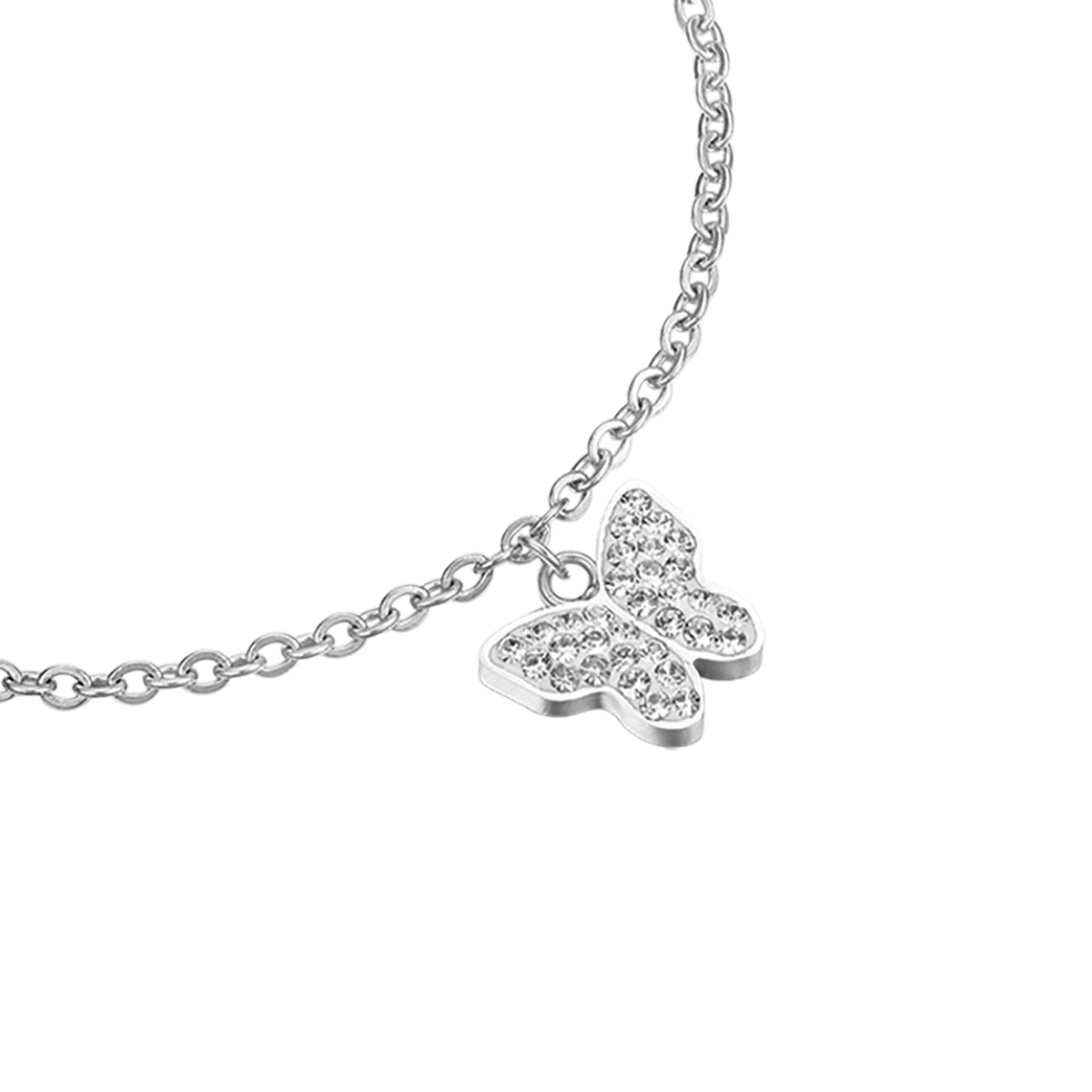 Bracciale donna in acciaio con farfalla e cristalli - Luca Barra