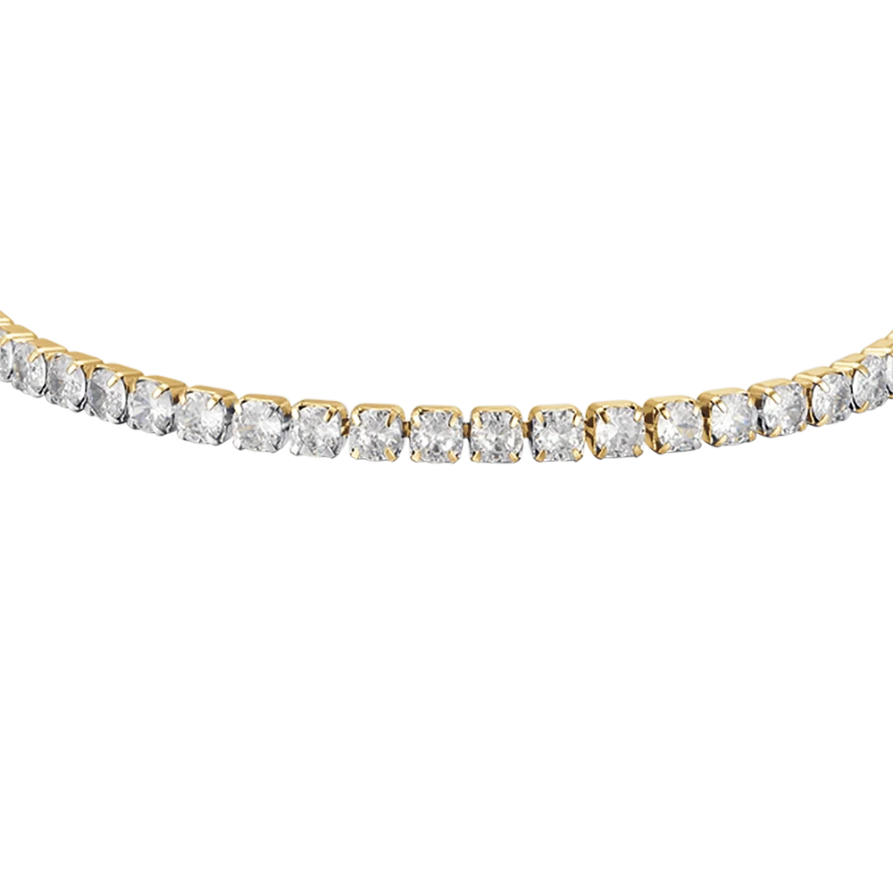 Bracciale tennis donna in acciaio IP Gold con cristalli bianchi - Luca Barra