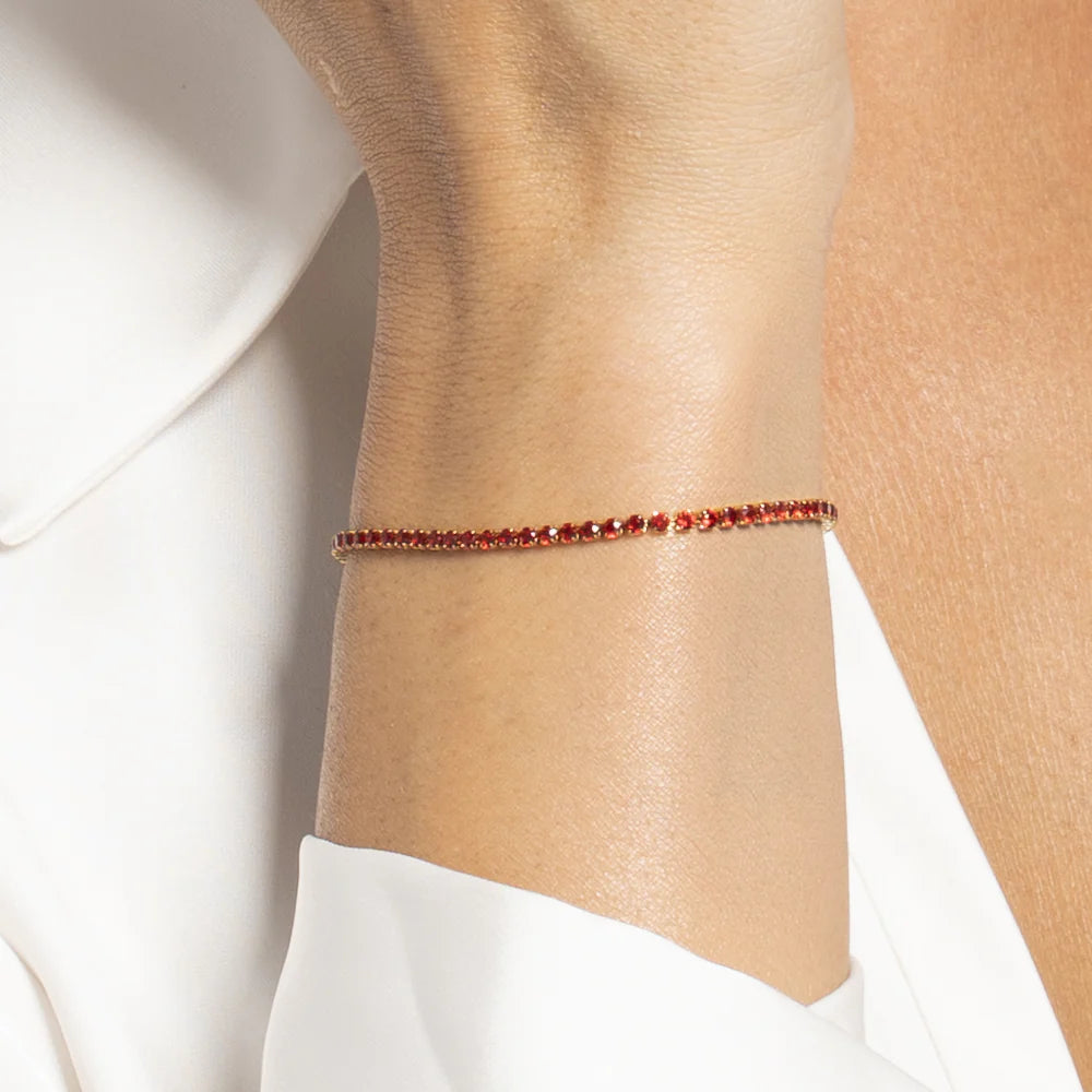 Bracciale tennis donna in acciaio colore oro con zirconi bianchi - Luca Barra