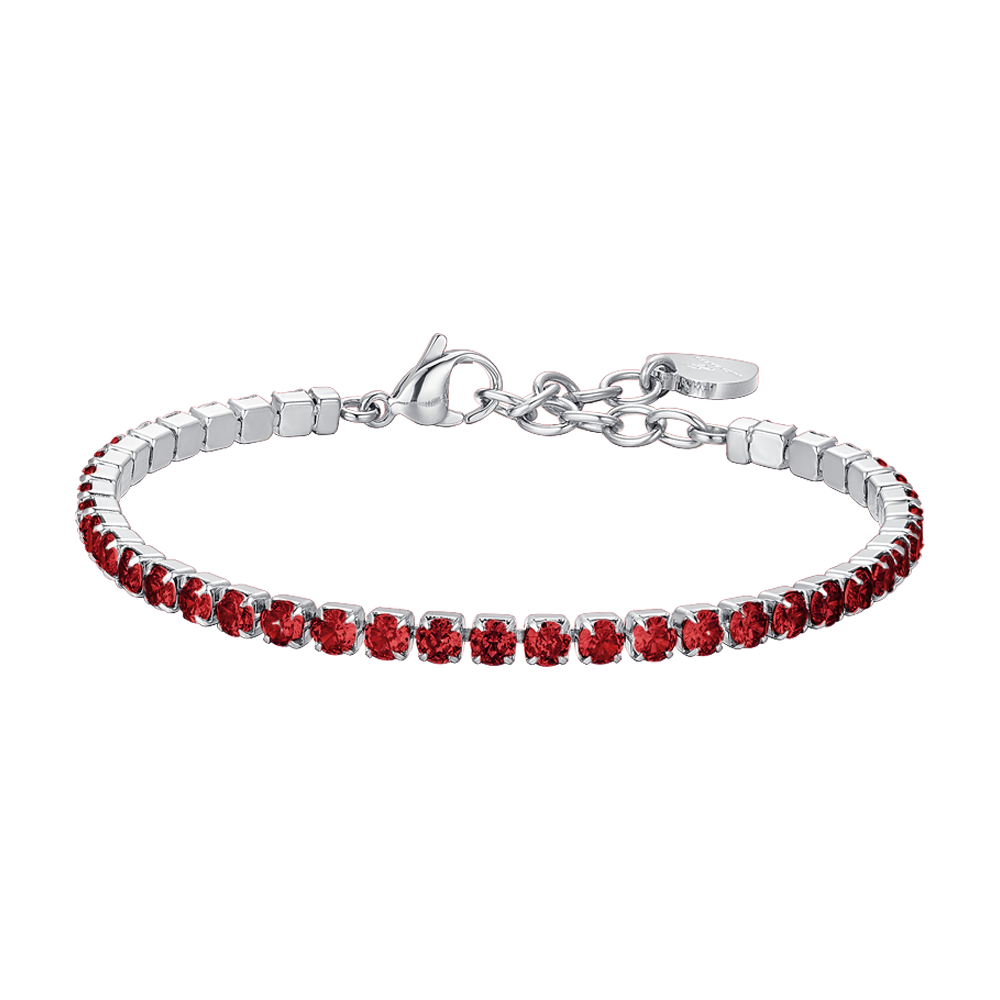 Bracciale tennis donna in acciaio con cristalli rossi - Luca Barra