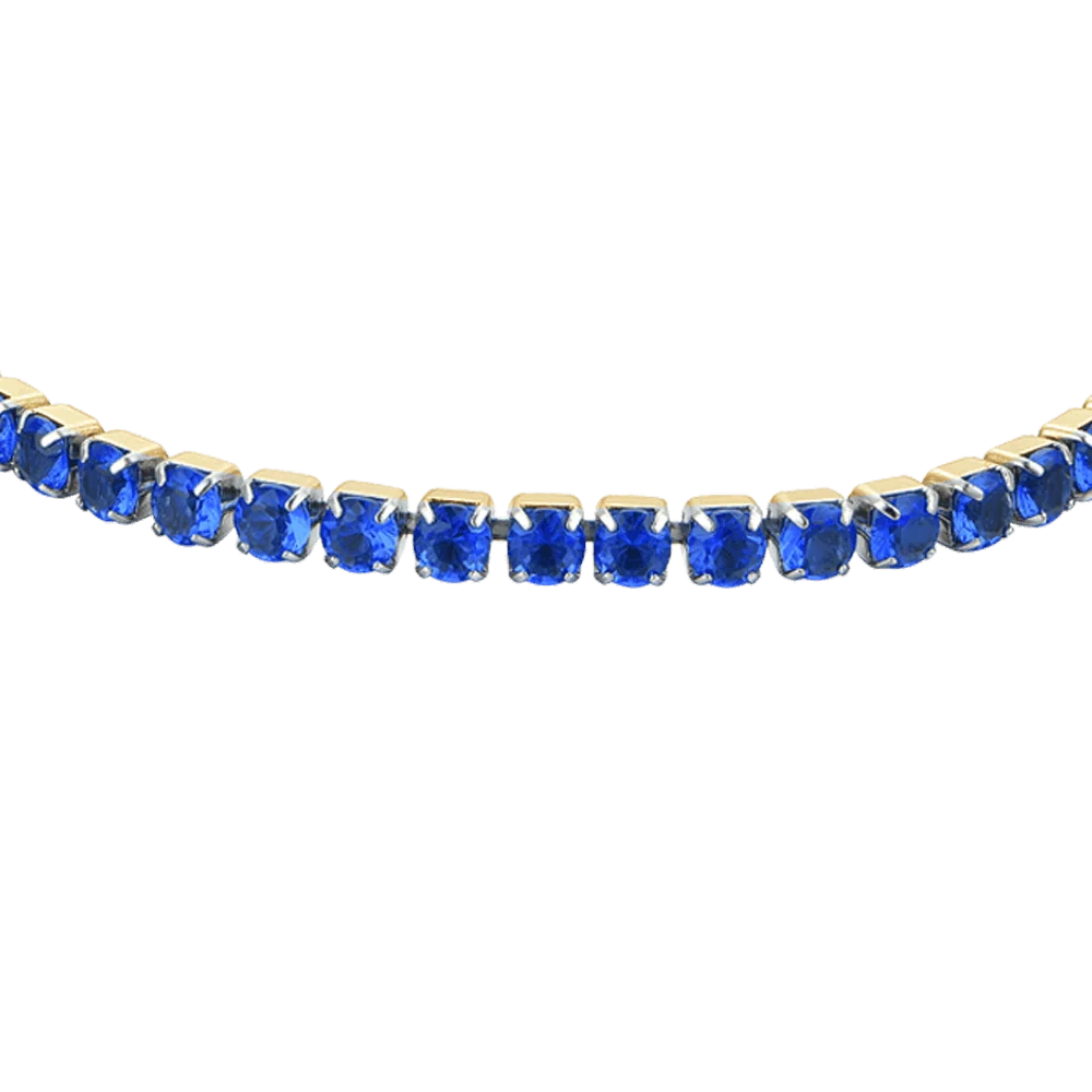 Bracciale donna tennis in acciaio IP Gold con cristalli blu - Luca Barra