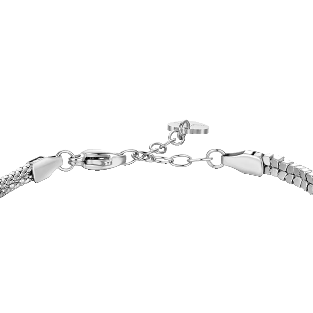 Bracciale donna in acciaio con nodo e zirconi rosa - Luca Barra