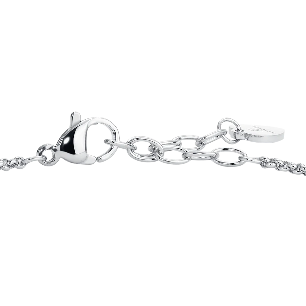 Bracciale donna in acciaio bussolotto ed elementi con zirconi verdi - Luca Barra