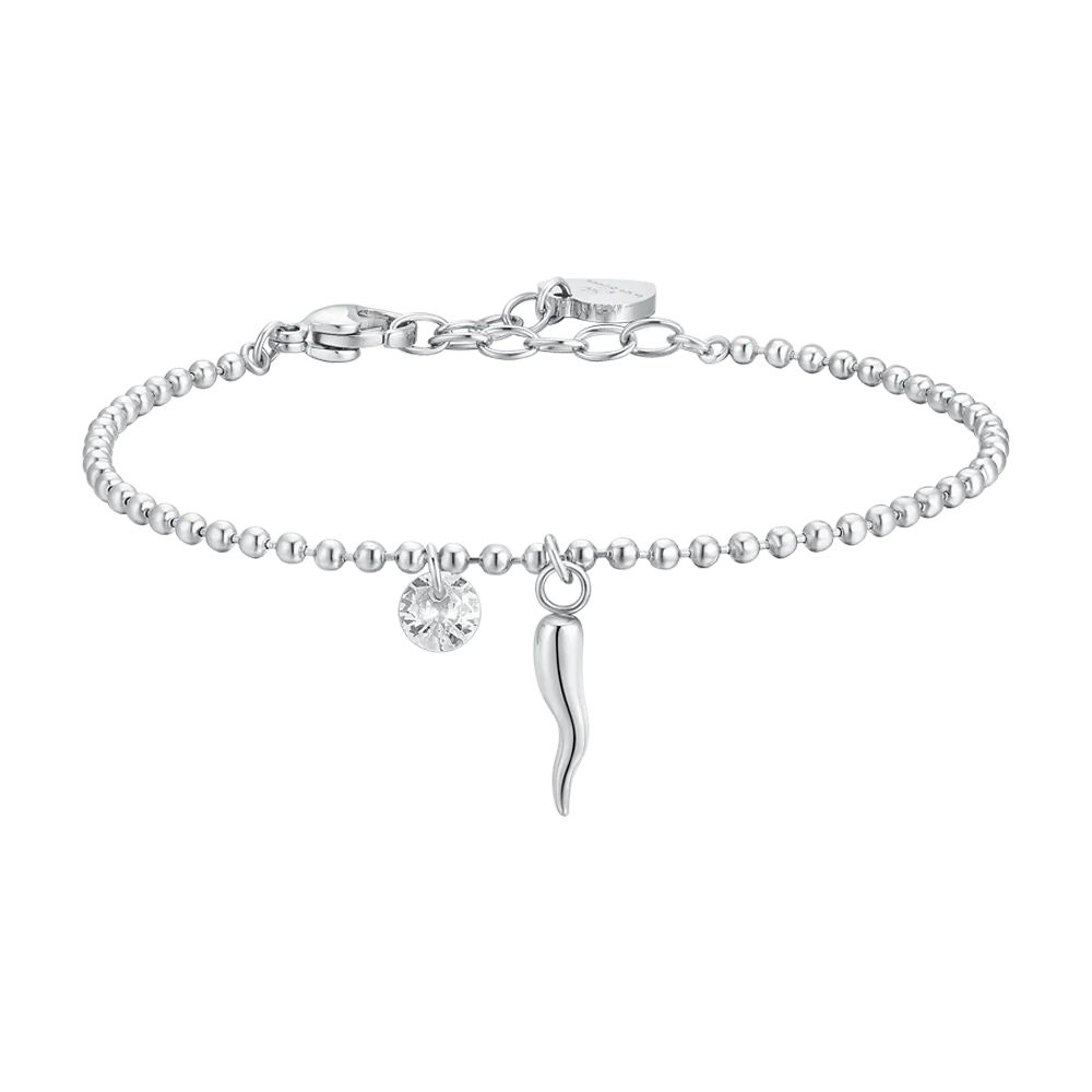 Bracciale donna in acciaio corno e zircone - Luca Barra