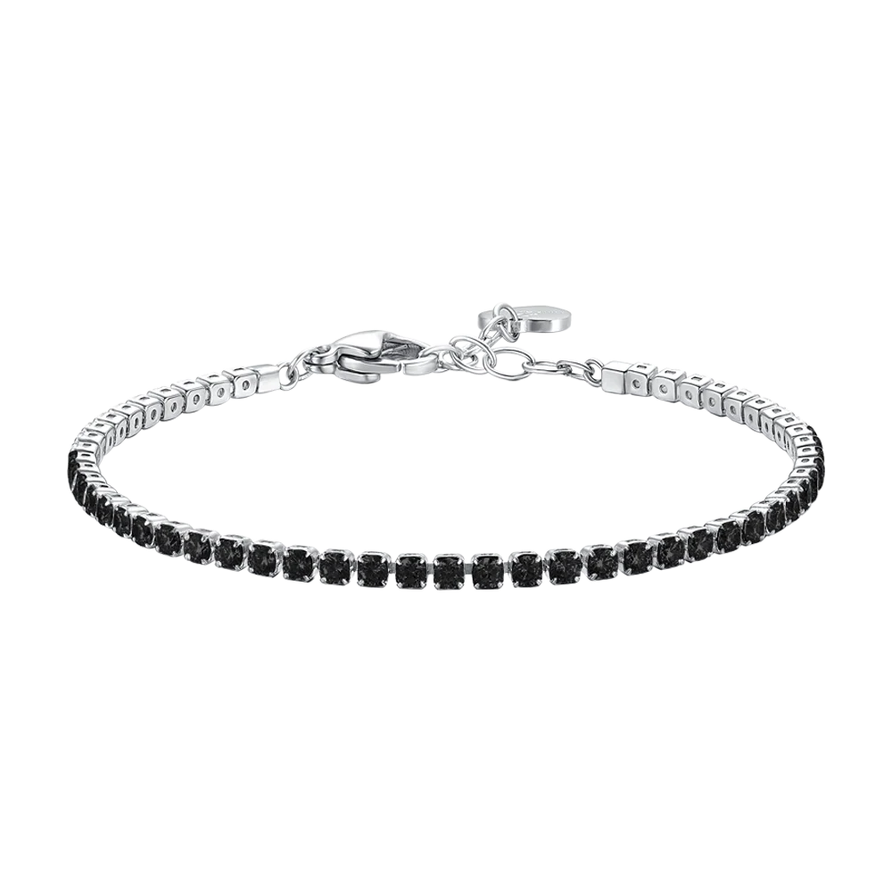 Bracciale tennis donna in acciaio con zirconi neri - Luca Barra