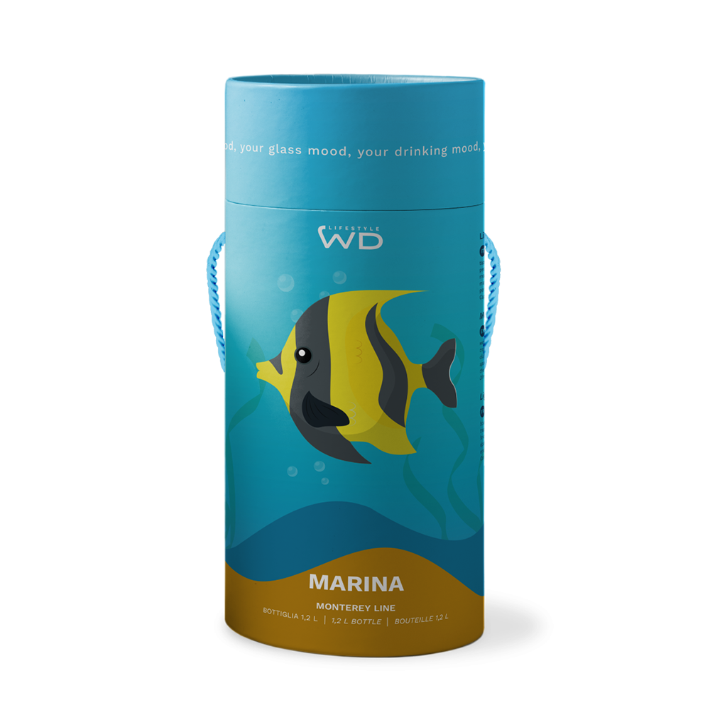 Bottiglia in vetro con soggetto colorato Pesce tropicale oro WD Lifestyle