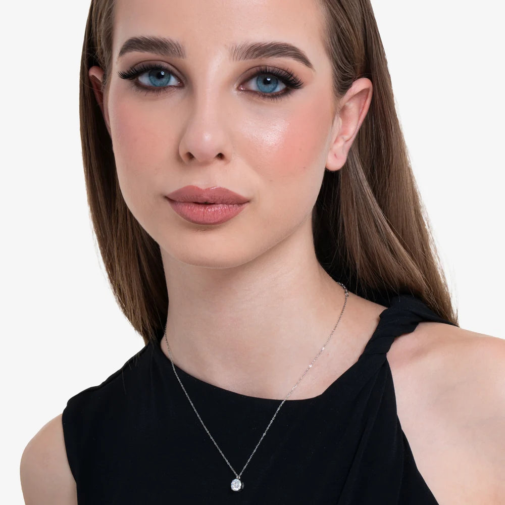 Collana punto luce donna in acciaio con cristallo bianco - Luca Barra