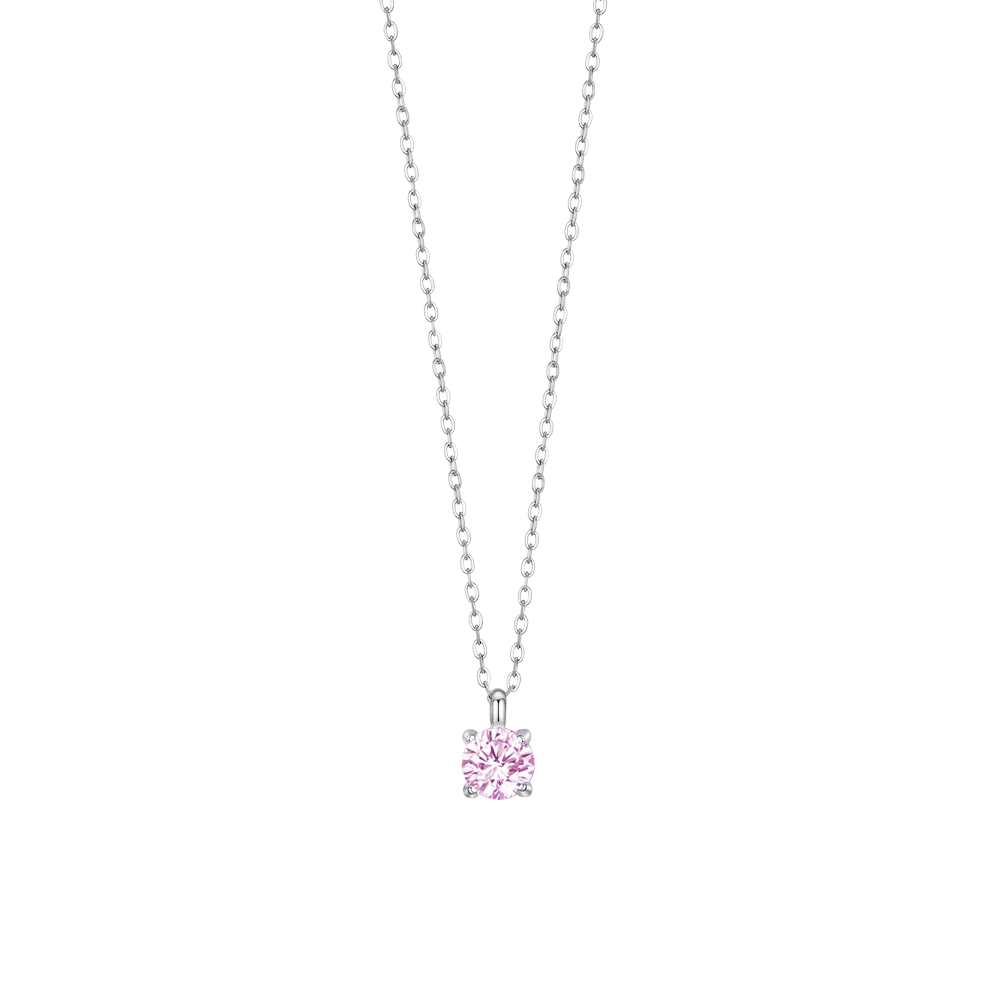 Collana punto luce donna in acciaio con zircone rosa - Luca Barra