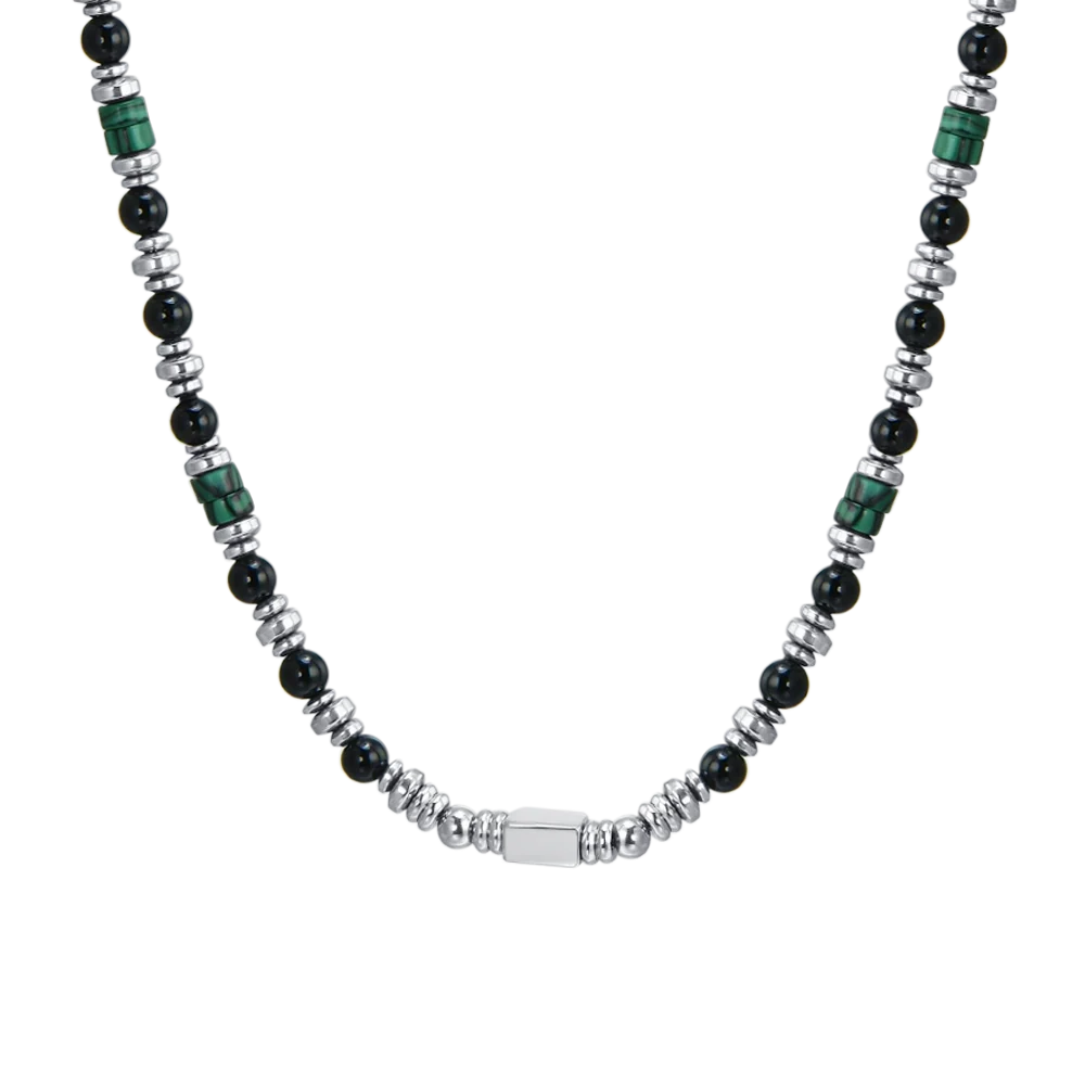 Collana uomo in acciaio agata nera - Luca Barra