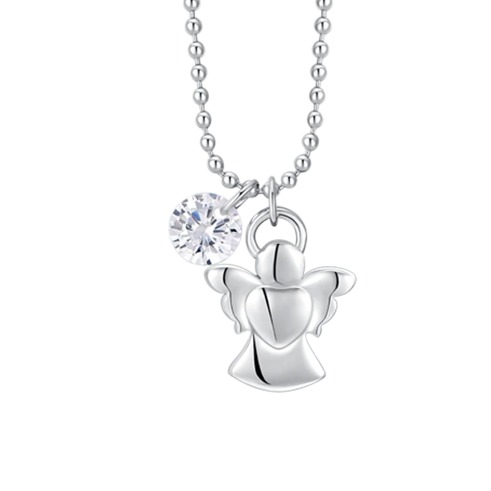 Collana donna in acciaio con angelo e zircone bianco - Luca Barra