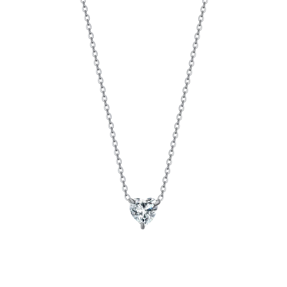 Collana donna in acciaio con cuore cristallo bianco - Luca Barra