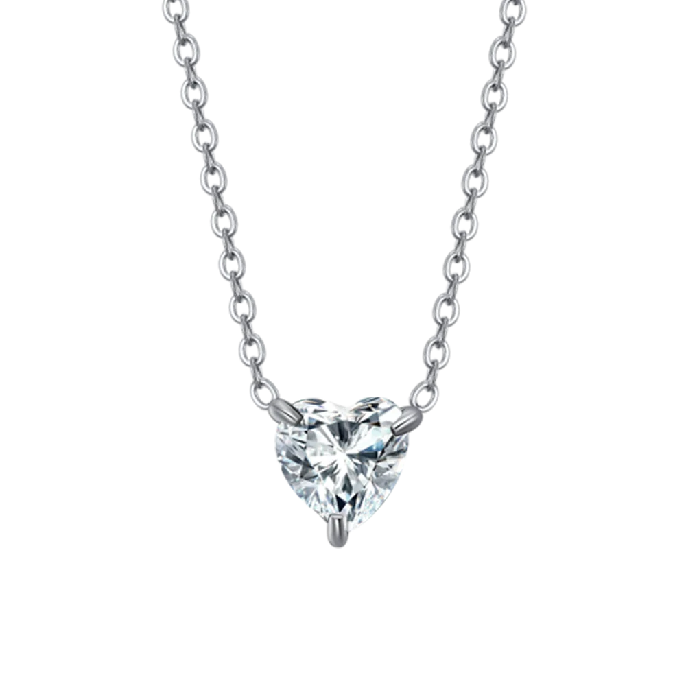 Collana donna in acciaio con cuore cristallo bianco - Luca Barra