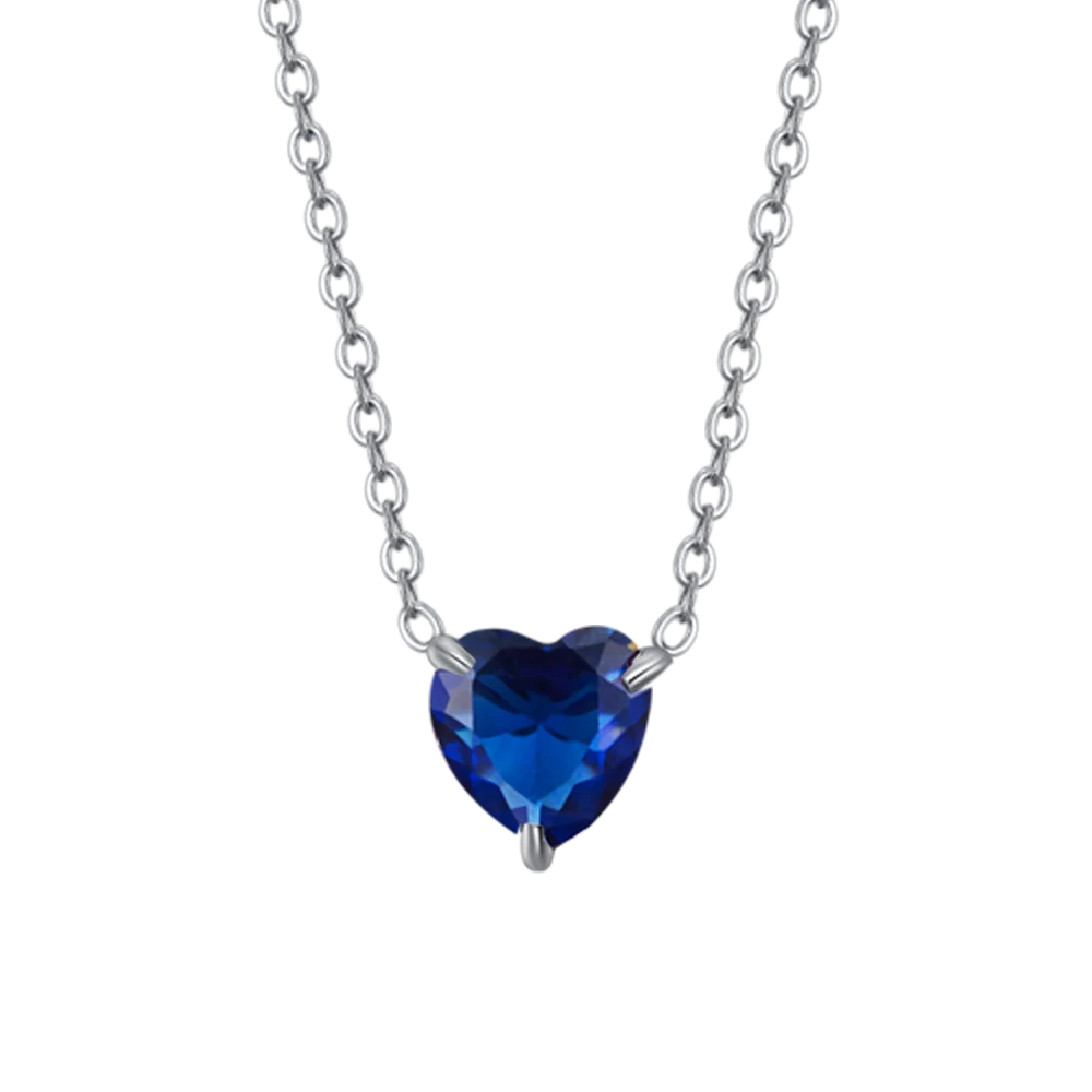 Collana donna in acciaio con cuore cristallo blu - Luca Barra