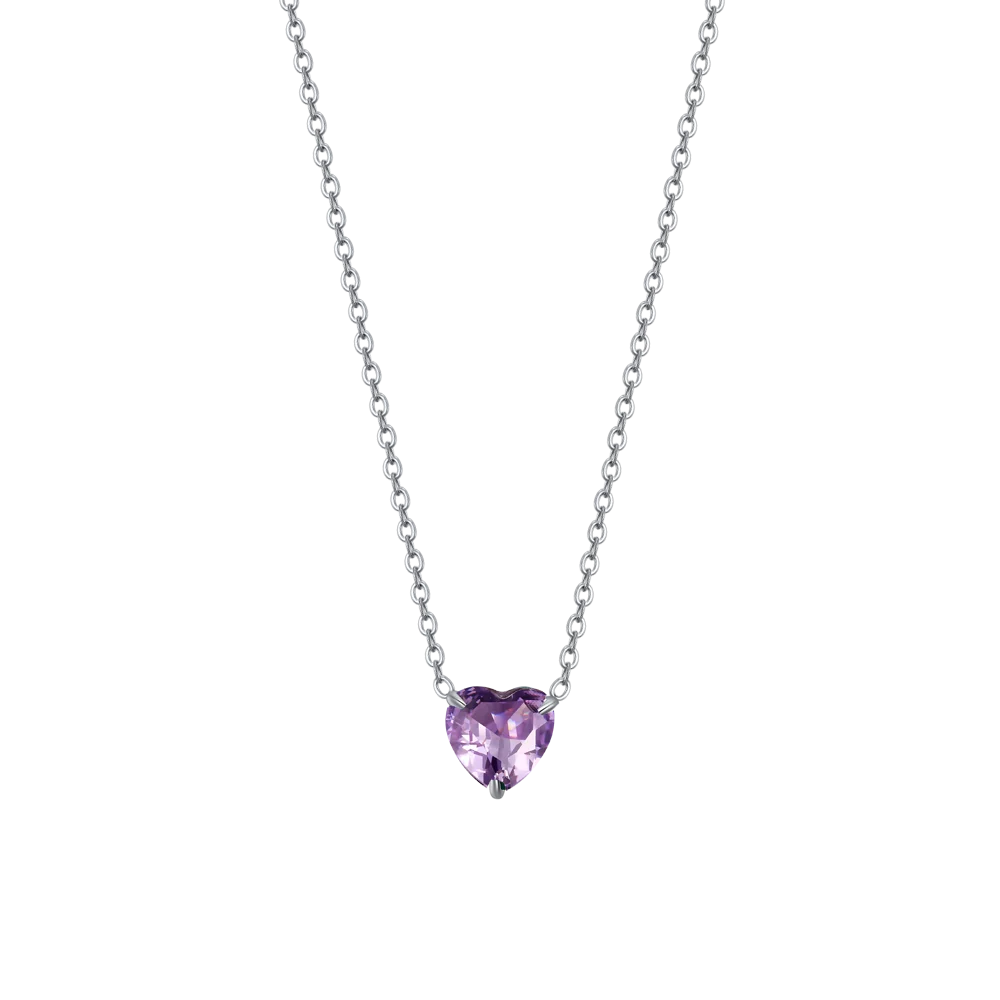 Collana donna in acciaio con cuore cristallo viola - Luca Barra