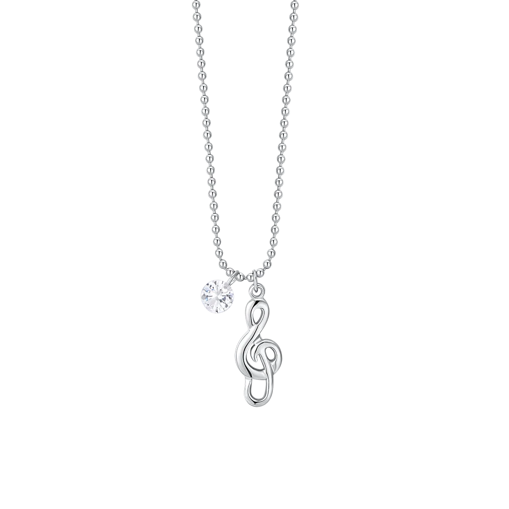 Collana donna in acciaio con nota musicale e zircone bianco - Luca Barra