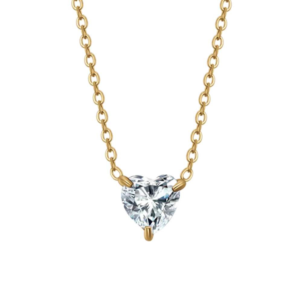 Collana donna in acciaio e IP Gold con cuore cristallo bianco - Luca Barra