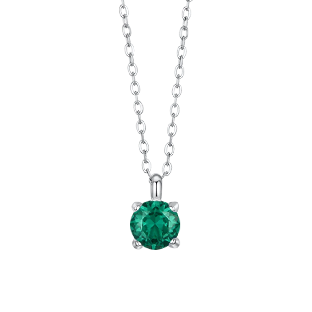 Collana punto luce donna in acciaio con zircone verde - Luca Barra