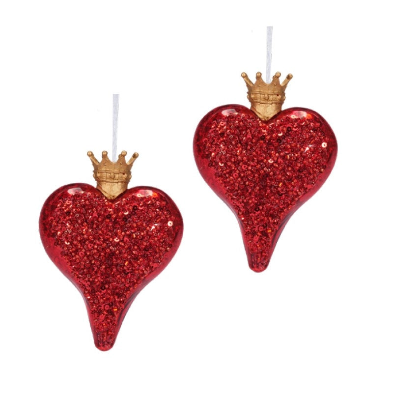 Set 2 palline CUORE in vetro soffiato, Collezione ORNAMENTS - Henriette