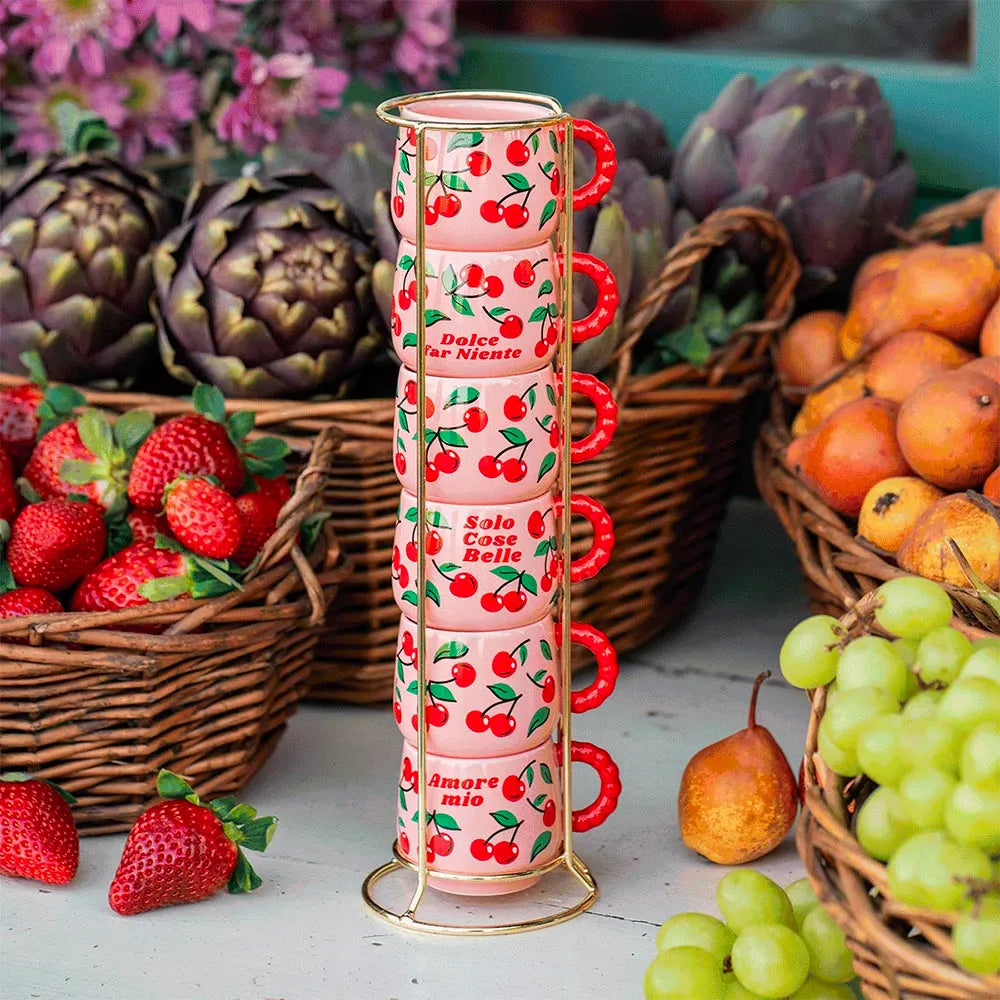 Set 6 tazzine Ciliegie - Collezione Mercato della frutta - Bialetti