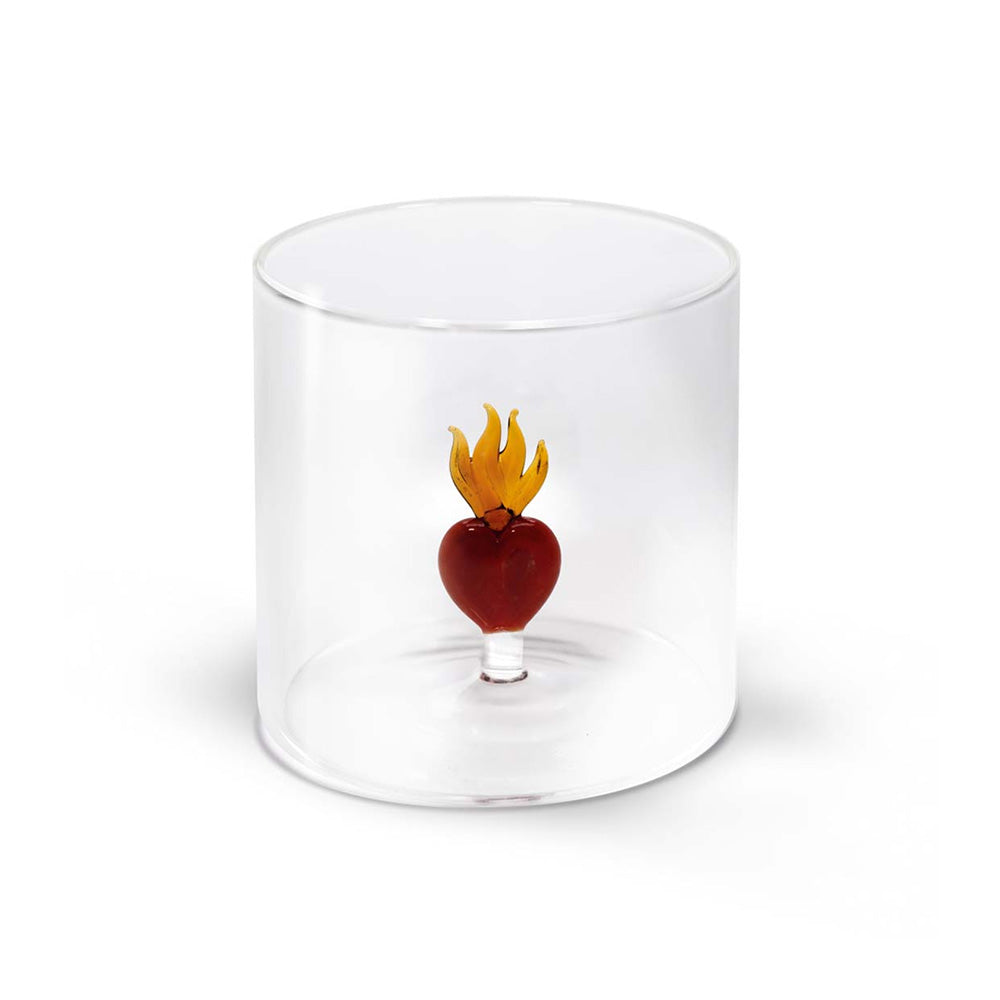 Bicchiere in Vetro Borosilicato Decoro Cuore Sacro Capacità 250ml - WD Lifestyle