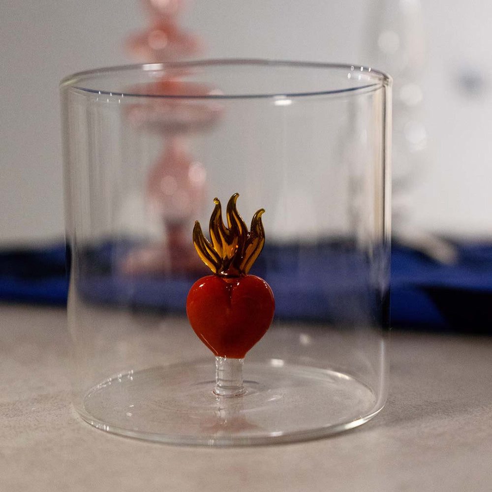 Bicchiere in Vetro Borosilicato Decoro Cuore Sacro Capacità 250ml - WD Lifestyle