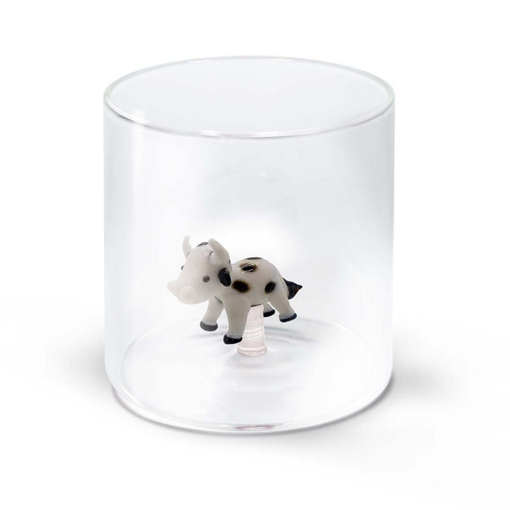 Bicchiere Figura Colorata in Vetro Borosilicato Mucca 250ml WD Lifestyle