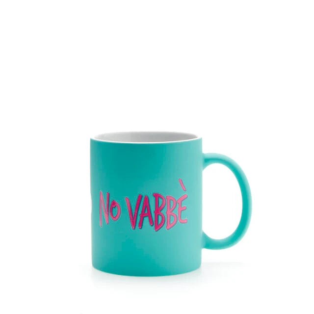 Mug in ceramica 32,5 cl celeste opaco "No Vabbè" - Più Forty