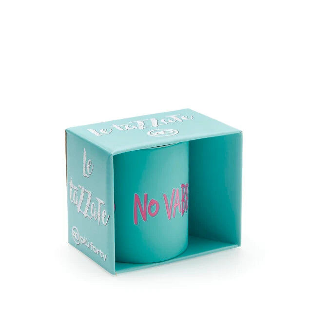 Mug in ceramica 32,5 cl celeste opaco "No Vabbè" - Più Forty